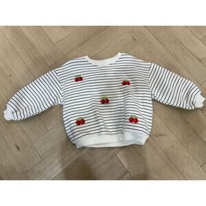 Zara	Stripped Cherry Detail Pullover Sweatshirt	4T